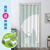 北歐系列打孔穿桿式拉簾/風水簾/寬150x長200cm-白熊可愛兔(送桿子)