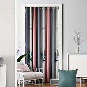 簡約時尚彩條鹿打孔穿桿式拉簾150x長200cm-粉灰(送門簾桿)