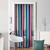 簡約時尚彩條鹿打孔穿桿式拉簾150x長200cm-紫色(送門簾桿)