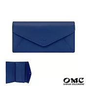 【OMC】16卡位信封式三折牛皮長夾- 藍色
