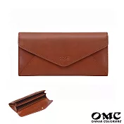【OMC】16卡位信封式牛皮長夾- 棕色