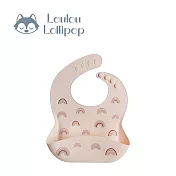 Loulou Lollipop 寬口袋立體矽膠圍兜-  粉嫩彩虹