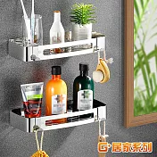 G+居家 2入組304不銹鋼髮絲銀無痕貼長方型層架