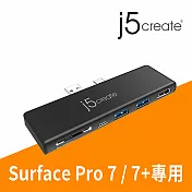 j5create Surface™ Pro 7 專用 Gen2 二代超高速多功能擴充基座-JCD324黑