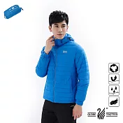 【遊遍天下】男款防潑水防風保暖可拆帽90%羽絨外套(GJ22011)XL藍色