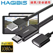HAGiBiS 手機平板專用USB轉HDMI/1080P高畫質影音分享傳輸線 黑