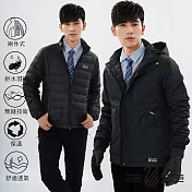 【遊遍天下】男款二件式防風透濕外套+無縫JIS90拒水羽絨外套(GJ25006)M黑色