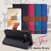 GENTEN for HTC Desire 20 Pro 自在文青風支架皮套黑