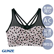 【日本GUNZE】吸濕排汗輕運動瑜珈背心-豹紋(TC5155-YEL)M豹紋