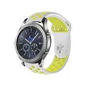 Samsung Galaxy Watch 40/42/44mm通用撞色運動風矽膠替換洞洞錶帶(錶帶寬度20mm)耀眼灰黃