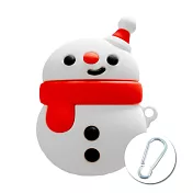 雪人造型 AirPods/AirPods 2專用 矽膠保護套(附吊環) 紅