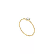 [SW 歐洲百年品牌訂製水晶] Snatch X MINIMENT迷你們 幸運水晶純鋼戒指 - 金色 1.經典白水晶 (四月幸運色) - XS 2.5號（內徑 1.35cm）