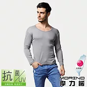 【MORINO摩力諾】抗菌防臭長袖衫/長袖T恤 M 灰色
