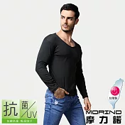 【MORINO摩力諾】抗菌防臭長袖衫/長袖T恤 L 黑色
