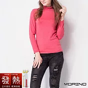 【MORINO摩力諾】日本素材女性發熱長袖高領衫3入組 M-L 粉紅