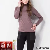 【MORINO摩力諾】日本素材女性發熱長袖高領衫3入組 M-L 咖啡