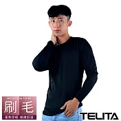 【TELITA】蓄熱裡起毛長袖圓領衫 L 黑色
