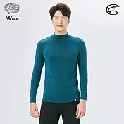 ADISI 男美麗諾混紡羊毛高領彈性保暖衣AU2521002 (S-2XL) (抗靜電 抗菌 抑菌 消臭 透氣 發熱衣 衛生衣) M 普魯士藍