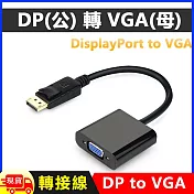 DisplayPort(公)轉 VGA(母)15cm轉接線DP to VGA(DV-12) 黑色