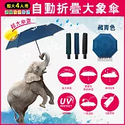 【生活良品】日系極簡4人用雙層風力散熱自動摺疊開收大象傘(贈同色傘套)藏青色