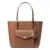 MICHAEL KORS 前口袋皮革拉鍊托特包-焦糖