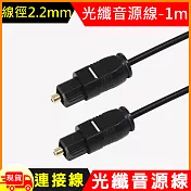 超細徑2.2mm光纖音源連接線-1m 黑色