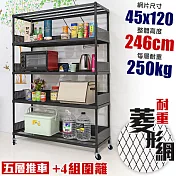 【居家cheaper】高荷重 圍籬款 45X120X246CM 菱形網五層推車