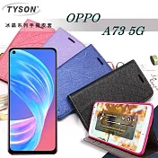 歐珀 OPPO A73 5G 冰晶系列 隱藏式磁扣側掀皮套 保護套 手機殼 可插卡 可站立藍色