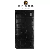 【CROSS】臺灣總經銷 限量1折 頂級小牛皮鱷魚紋22卡1零錢袋長夾 全新專櫃展示品 (黑色 贈禮盒提袋)