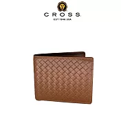 【CROSS】臺灣總經銷 限量2折 頂級小牛皮編織紋8卡男用皮夾阿梅爾系列 全新專櫃展示品 (咖啡色 贈禮盒提袋)