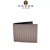 【CROSS】臺灣總經銷 限量2折 頂級小牛皮編織紋4卡1零錢袋男用皮夾阿梅爾系列 全新專櫃展示品 (鴿子灰 贈禮盒提袋)
