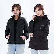 【遊遍天下】女款二件式GlobeTex防水透濕+無縫90羽絨外套(GJ25010) XL 黑色