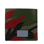 VALENTINO 軍綠迷彩8卡零錢袋短夾 (內灰藍)