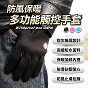 防風保暖多功能觸控手套 藍色M號
