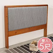 Homelike 喜家居雙人5尺貓抓布實木床頭片(2028) 柚木色