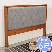 Homelike 喜家居雙人加大6尺貓抓布實木床頭片(2028) 柚木色