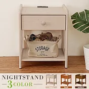 Homelike 喜家居附插座實木床頭櫃(3色可選)(2026) 象牙白