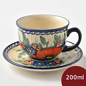 波蘭陶 奼紫嫣紅系列 花茶杯盤組 200ml 波蘭手工製