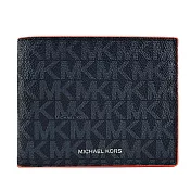 MICHAEL KORS 滿版LOGO皮革短夾-灰藍桔