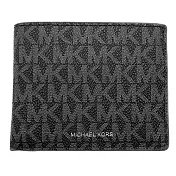 MICHAEL KORS 滿版LOGO皮革短夾-黑灰