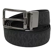 MICHAEL KORS 滿版LOGO針扣皮帶-黑灰