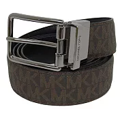 MICHAEL KORS 滿版LOGO針扣皮帶-咖啡