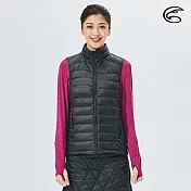 ADISI 女輕量超撥水羽絨背心AV2021038 (S-2XL) (防潑水 白鴨絨 FP700 戶外機能)L霧黑