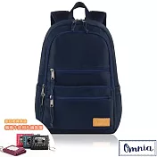【OMNIA】買就送鑰匙包-機能款減壓防震14吋筆電後背包- 深藍