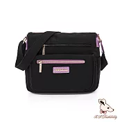 B.S.D.S冰山袋鼠 - BLACK魅惑 - 典雅拼接多夾層斜背包【U069-KU】 芋紫黑