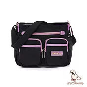 B.S.D.S冰山袋鼠 - BLACK魅惑 - 典雅拼接多口袋斜背包【U089-KU】 芋紫黑