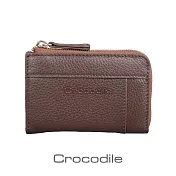 【Crocodile】鱷魚皮件 真皮皮包 荔紋系列 Easy輕巧 拉鍊 零錢包 錢包-0103-08004 咖啡色