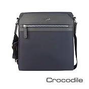 【Crocodile】鱷魚皮件 Wind 2.0系列 布配皮 防潑水 直式斜背扁包 男包 側背包-0104-08001 藍色