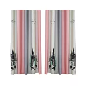 【巴芙洛】北歐色系採條鹿拉摺穿桿式/落地窗簾寬300x高210cm-拉摺穿桿-粉灰