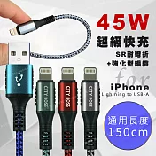 CityBoss勇固系列 for iPhone/iPad Lightning 編織耐彎折快速充電線-150cm-2入 藍
